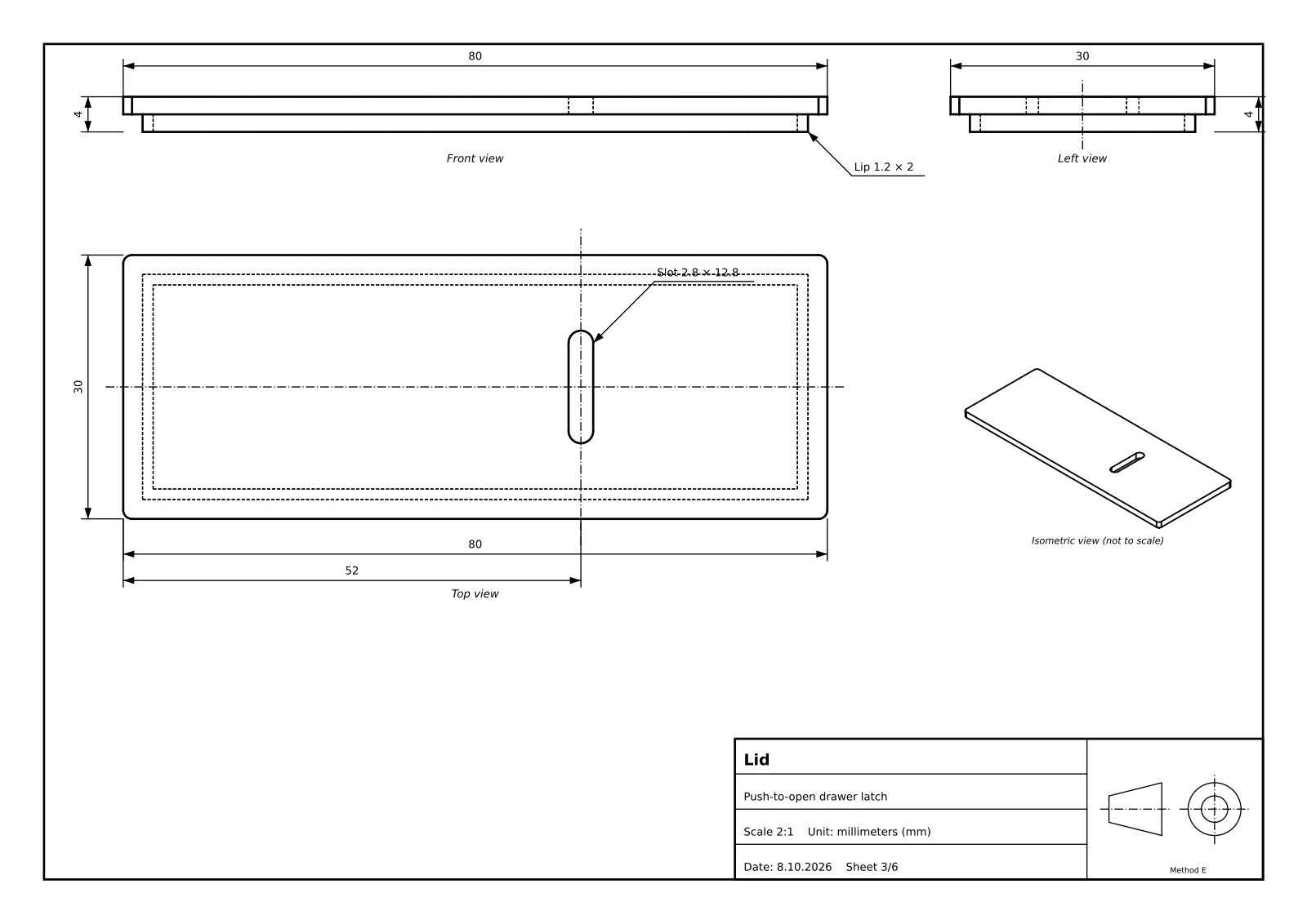 Sheet 3 of 6: lid with the follower slot